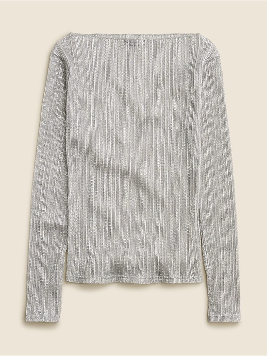 J. Crew Tops - J.Crew Women's Sheer metallic boatneck top size Medium